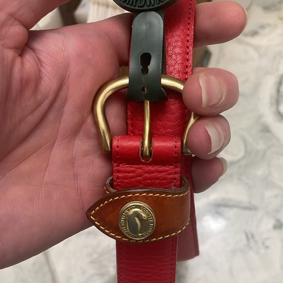 Dooney & Bourke Accessories - NEW Dooney & Bourke Vintage Red Leather Belt with Gold Buckle